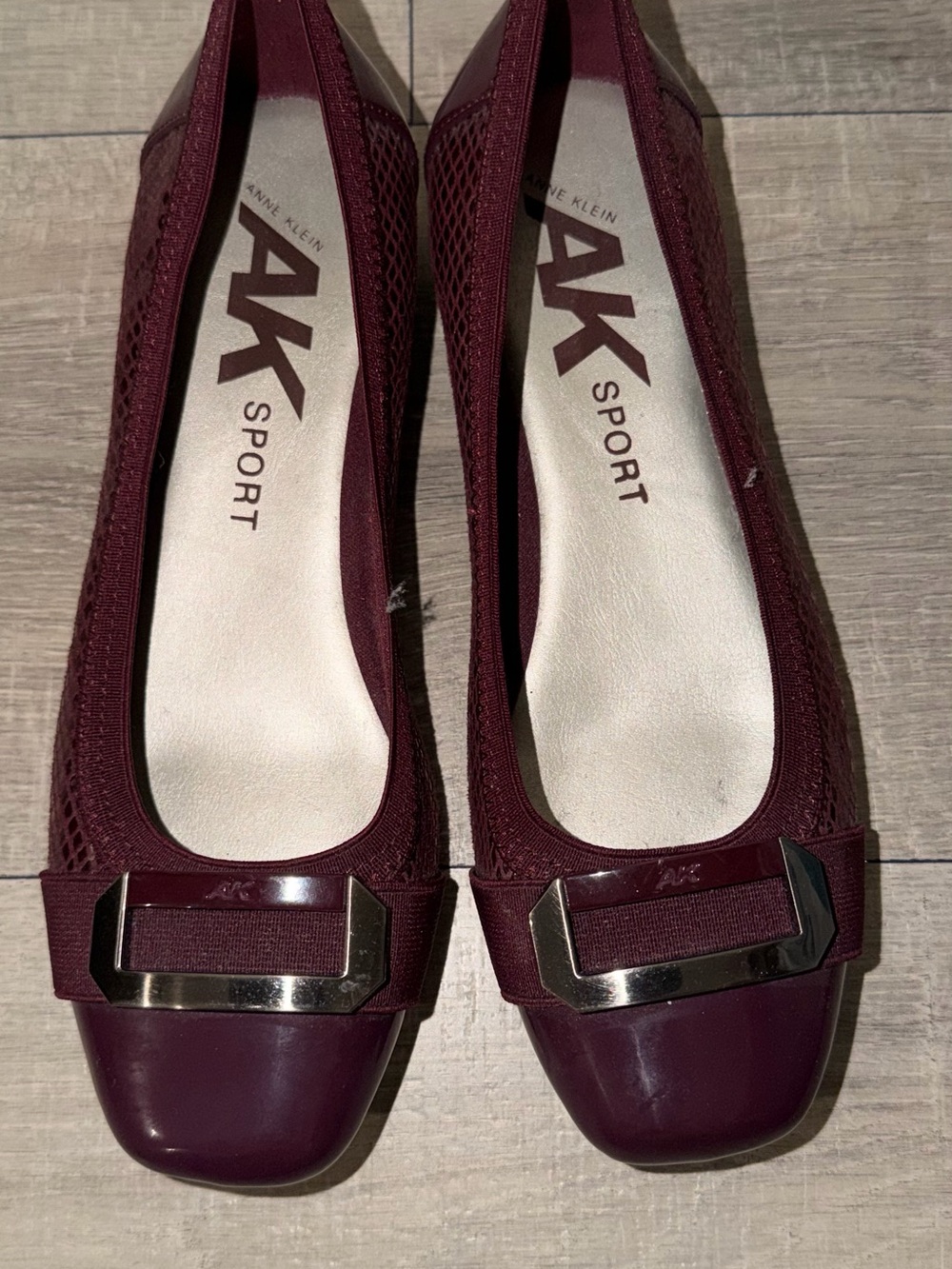 AK Sports Women's Burgundy Mesh Ballet Flats